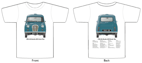 Austin A35 Van 1963-66 T-shirt Front & Back
